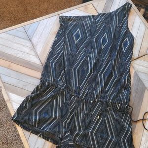 VITAMIN A black and gold metallic off the shoulder swim cover or romper